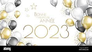 Carte de voeux pour ballons festifs du nouvel an 2023 français Photo Stock  - Alamy