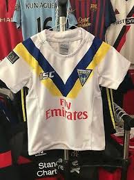 Boys Warrington Wolves Away Rugby Shirt Size 10 Isc 11 99