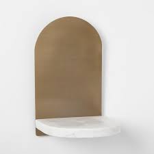 Arched Metal White Marble Wall Shelf