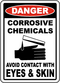 corrosive chemicals avoid contact sign