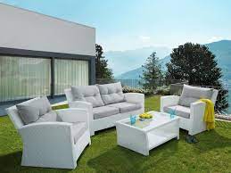 Rattan Garden Furniture Set Sylt Rattan Lounge For Garden Terrace Balcony Couch Rattanlounge White