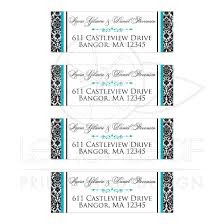 Address Labels 2 Black And White Damask Turquoise Ornate Scroll