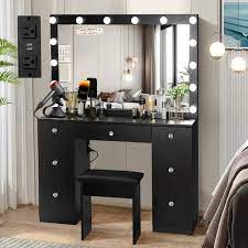 vanity with lighted mirror crystal ball