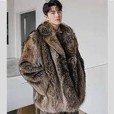 Men S Faux Fur Coat Mid Length Winter