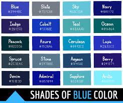 144 shades of blue color with names