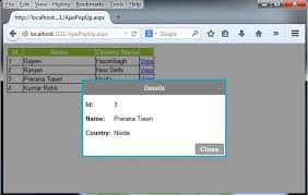 model popup using jquery from gridview
