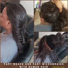 It's basically a braided bun with a big section of hair above. Weave Sew In And Microbraids With 100 Human Hair