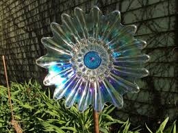Amazing Carnival Glass Flower Yard Art
