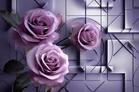 purple rose flowers 3d look wallpaper