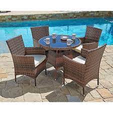 Dali 5 piece patio dining set outdoor furniture, aluminum swivel rocker chair sling chair set with 48 inch round alum casting top table 4.4 out of 5 stars 16 1 offer from $1,425.75 Suncrown 5 Piece Outdoor Patio Dining Set Wicker Round Dining Table And Chairs With Washable Cushions Tempered Glass Top Table Walmart Com Walmart Com