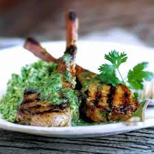 lamb chops with cilantro and mint sauce