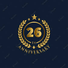 Premium Vector | Happy 26 year anniversary celebration. greeting vector  luxury illustration with gold lettering.