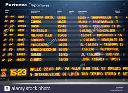 Train Timetable In The Turin Railway Station In Italy Stock