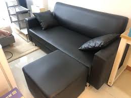 3 seater black sofa stool 2