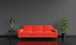 Red Sofa In Living Room Interior
