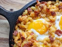 breakfast mac and cheese with baked