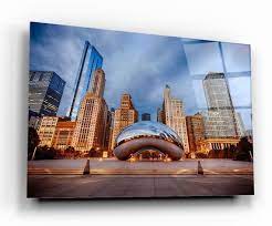 Chicago Downtown Tempered Glass Print