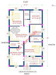 28 X 46 West Face 3 Bhk House Plan As