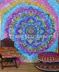 indian tie dye lotus mandala tapestry