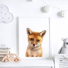 Baby Fox Print Nursery Wall Art
