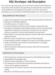 sql developer job description velvet jobs