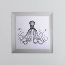 White Octopus Framed Wall Art 1wall