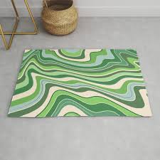 forest green swirl warp lines rug by
