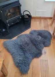 large slate grey sheepskin rug uk