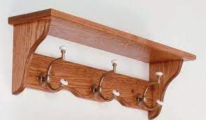 oak amish wall mounted coat rack shelf