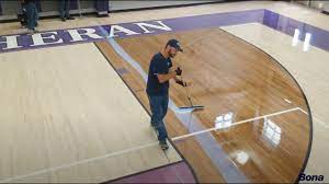 how to recoat wood gym floors with bona