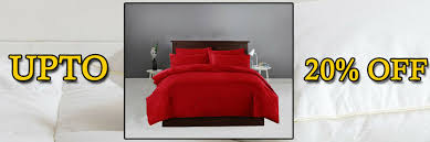 red plain dyed duvet cover with pillow
