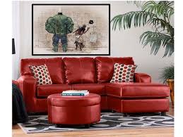 red sofa living room