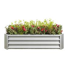 Cesicia 47 24 In W Silver Metal Rectangle Raised Garden Bed Planter