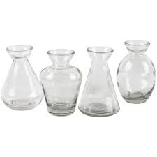 set of four mini clear glass bud vases