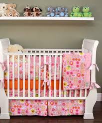 pink big daisy crib bedding set