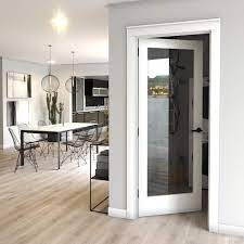 Eightdoors 24 In X 80 In White 1 Panel Square Clear Glass Solid Core Primed Pine Wood Slab Door 50388014802435sh