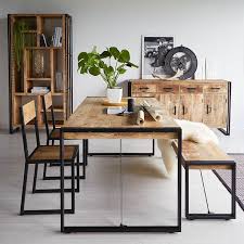 Mango Wood Metal Wood Dining Table