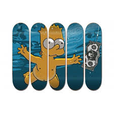 Street skaters usually choose a smaller deck. Polyptyque Bart Simpsons Nirvana Tableau Fait De 5 Planches De Skate