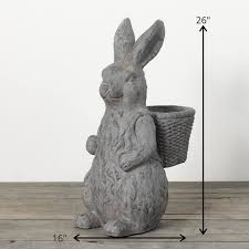 Gray Rabbit Basket Planter