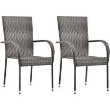 Stackable Outdoor Chairs 2 Pcs Grey