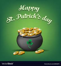 Happy st patricks day pot with gold coins Vector Image