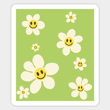 pattern flower emoji happy green yellow