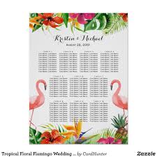 Tropical Floral Flamingo Wedding Seating Chart Zazzle Com