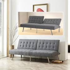 Tufted Split Back Futon Sofa By Naomi Home Color Gray Style Linen