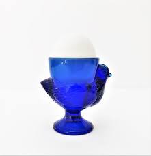 Vintage Cobalt Blue Glass Hen Shape Egg