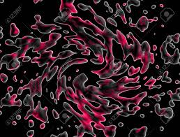Abstract Moving Black Red Bubbles To Spread Liquid Paint On A