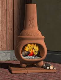 Large Clay Chiminea Outdoor Fireplace
