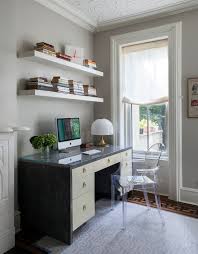 White Floating Desk With Overhead Shelf