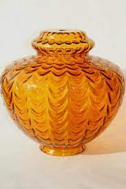 Mid Century Vintage Amber Glass Pendant