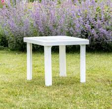 Garden Table White Square Charles Hire